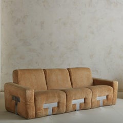 Three-Seat Sofa with Chrome Details Attributed to Mario Sabot, Italy, 1970s