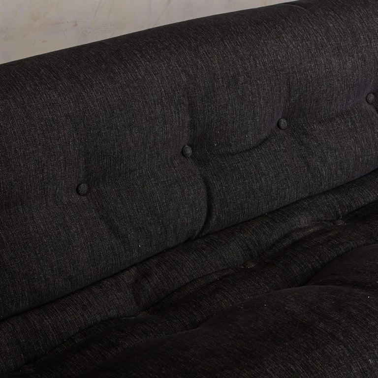Late 20th Century Three Seat Soriana Sofa by Afra and Tobia Scarpa for Cassina in Black Chenille F For Sale