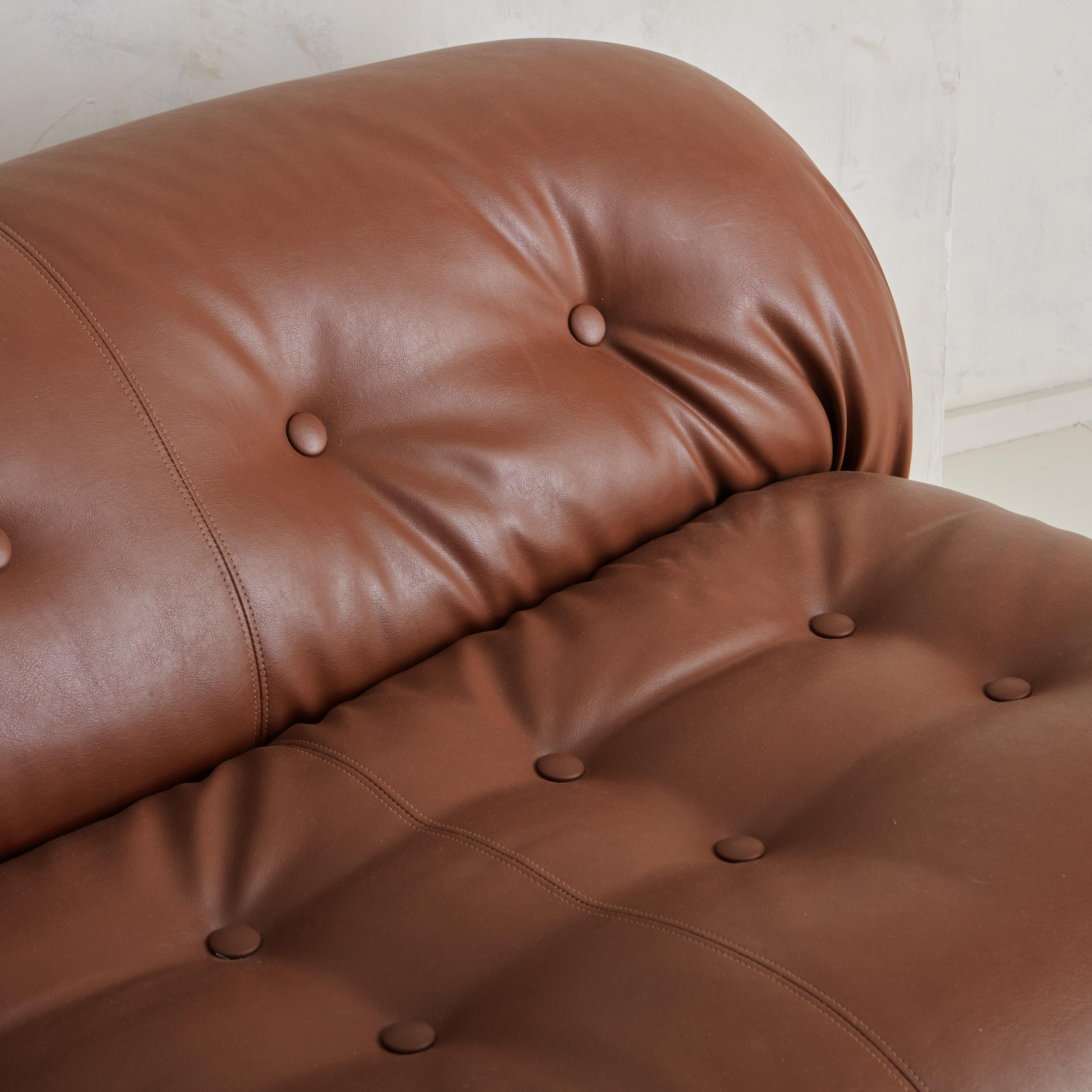 Three Seat Soriana Sofa by Afra and Tobia Scarpa for Cassina in Cognac Vinyl 2