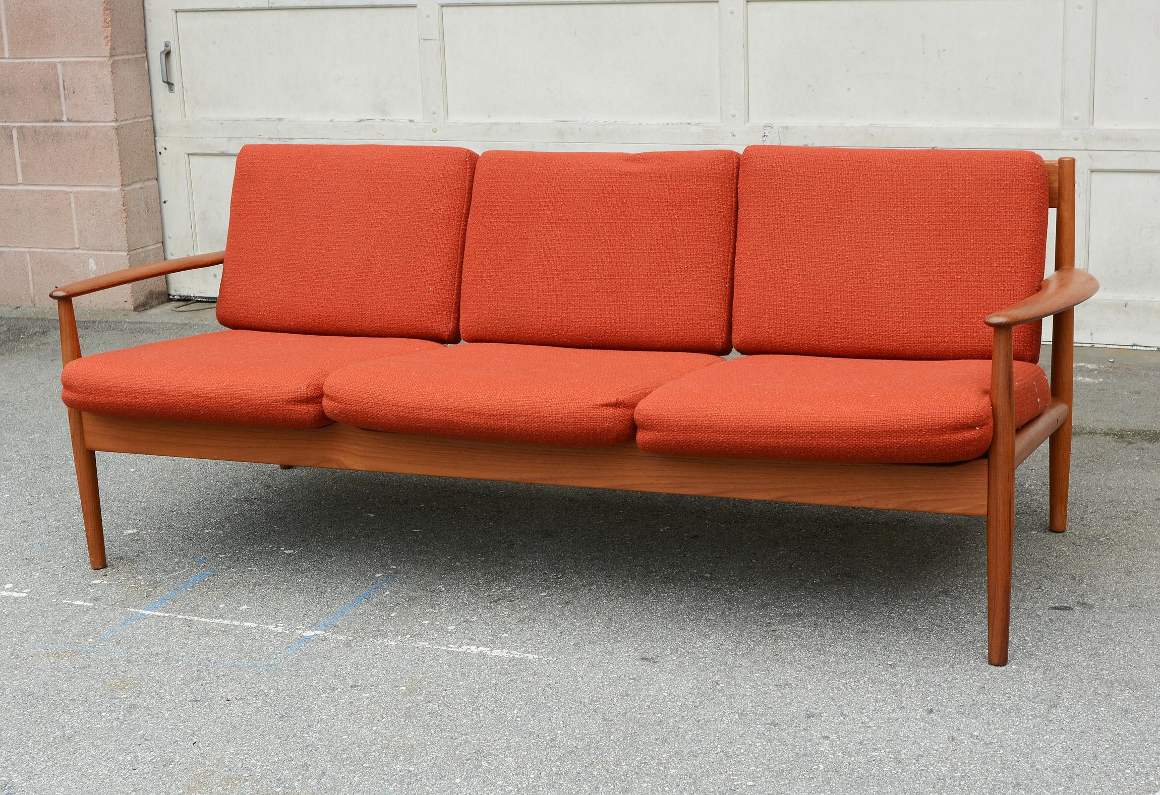 Mid-Century Modern Three-Seat Teak Sofa by Grete Jalk