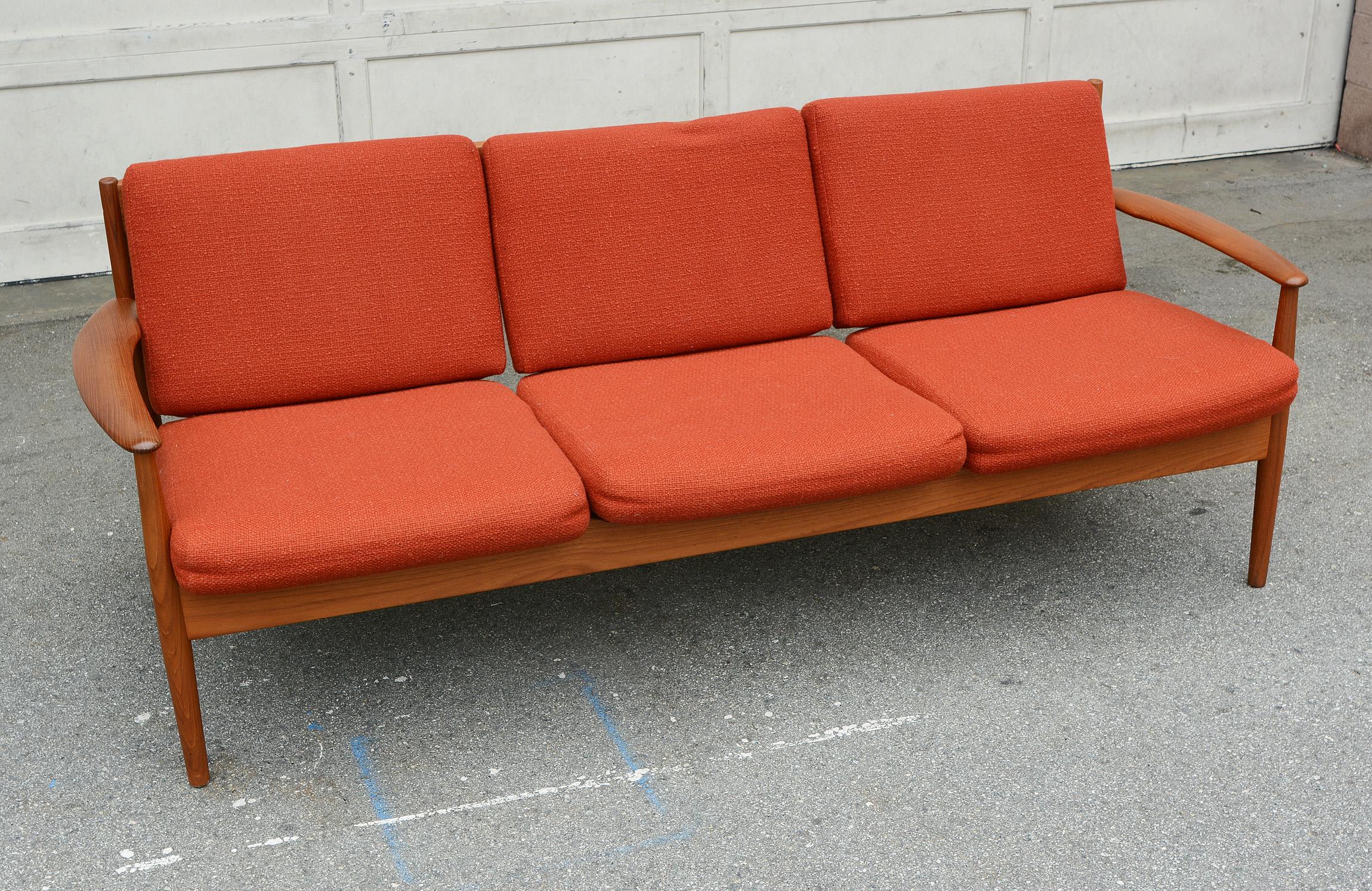 Danish Three-Seat Teak Sofa by Grete Jalk