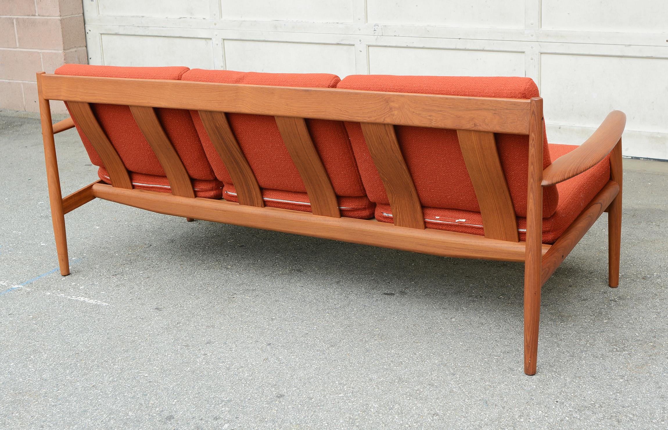 Mid-20th Century Three-Seat Teak Sofa by Grete Jalk