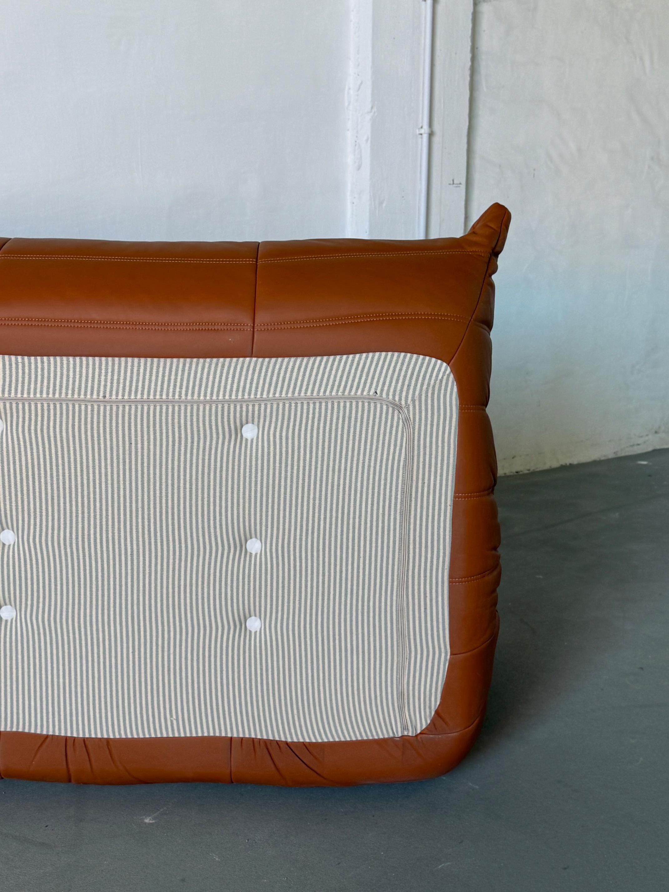 Three-Seat Togo Sofa by Michel Ducaroy for Ligne Roset in Caramel Leather For Sale 3