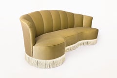 Three-Seat Velvet Sofa, circa 1940, Italy