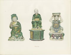 Three Seated Ming Figures, Kuan Ti and Pricket Candlestick, Gorer Plate 1911