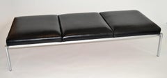 Three-Seat Bench in Leather and Chrome by Stendig by Tapiovaara