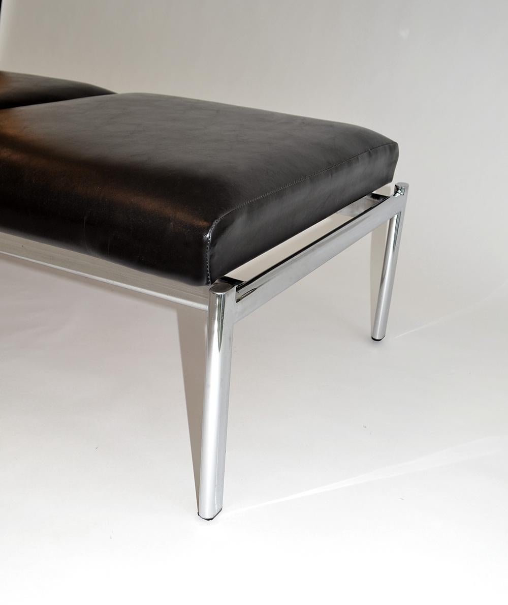 Three-Seat Bench in Leather and Chrome by Stendig by Tapiovaara 1