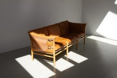 Three-seater "Ilona" Safari Sofa in Leather by Arne Norell, Sweden. 1970s.