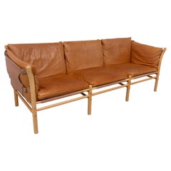 Three-seater "Ilona" Safari Sofa in Leather by Arne Norell, Sweden. 1970s.