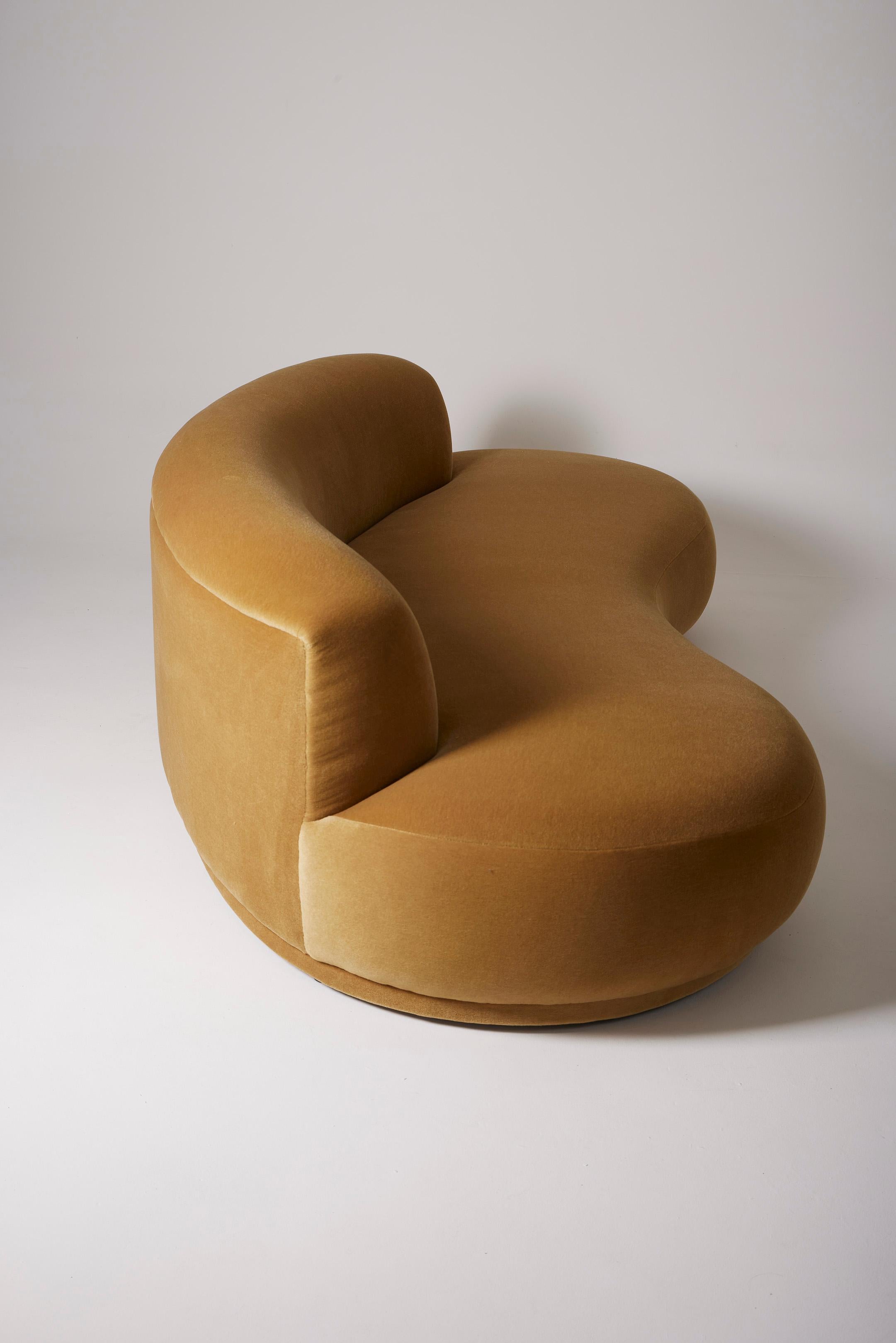 Three-seater mohair velvet sofa 7