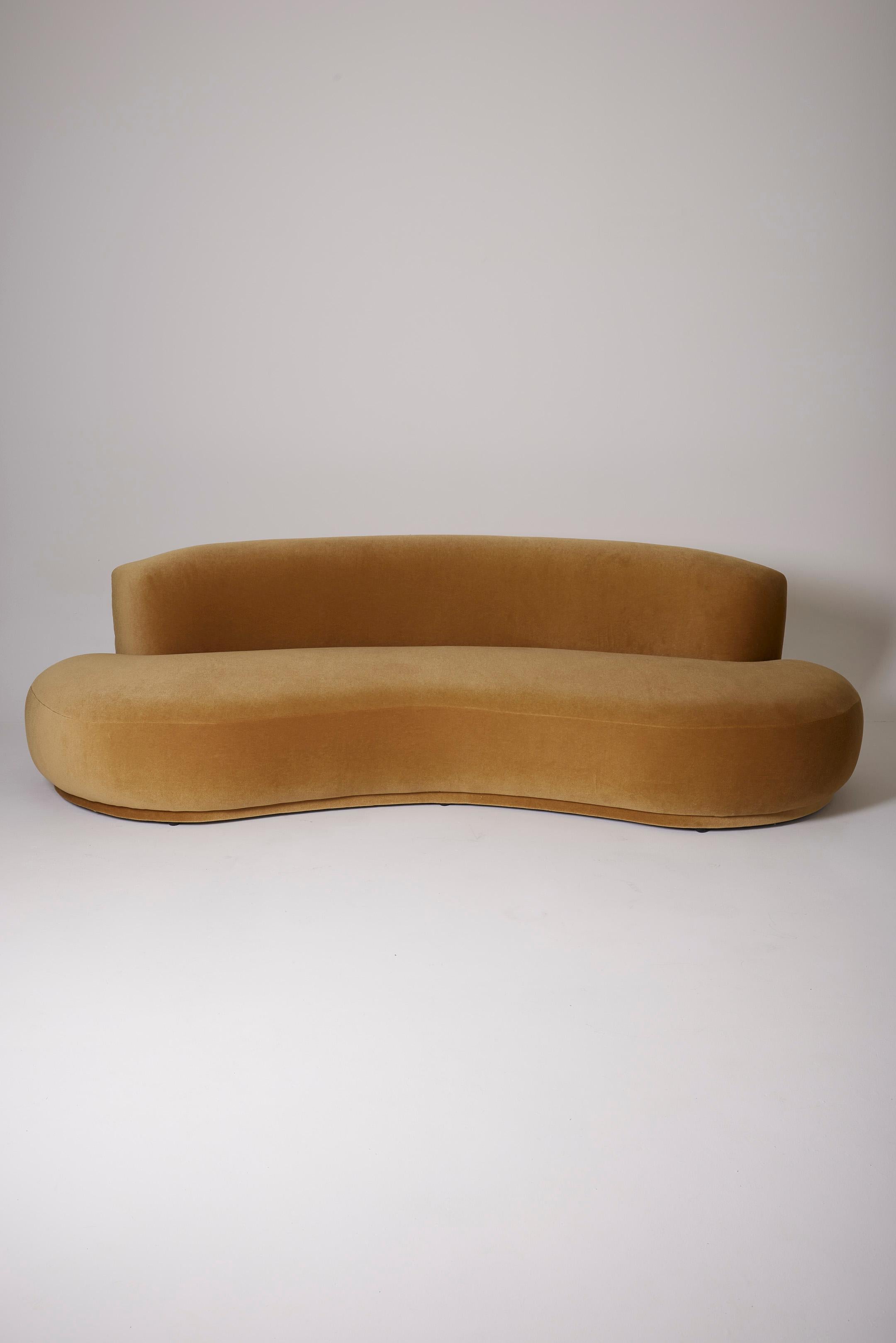 Three-seater mohair velvet sofa 9