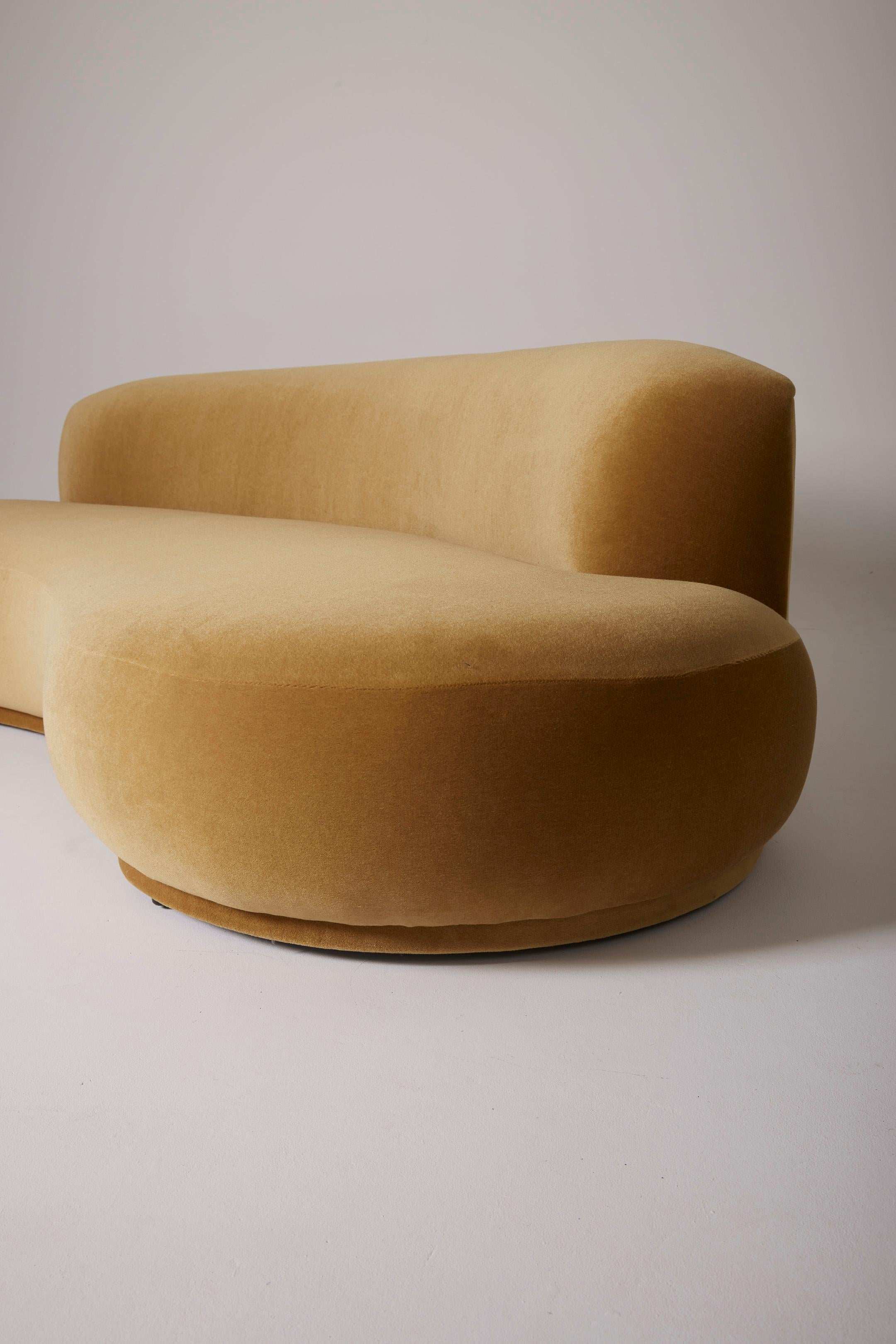 20th Century Three-seater mohair velvet sofa