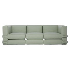 Three-seater "Pillow Sofa" Muller Van Severen in leather, mint green color