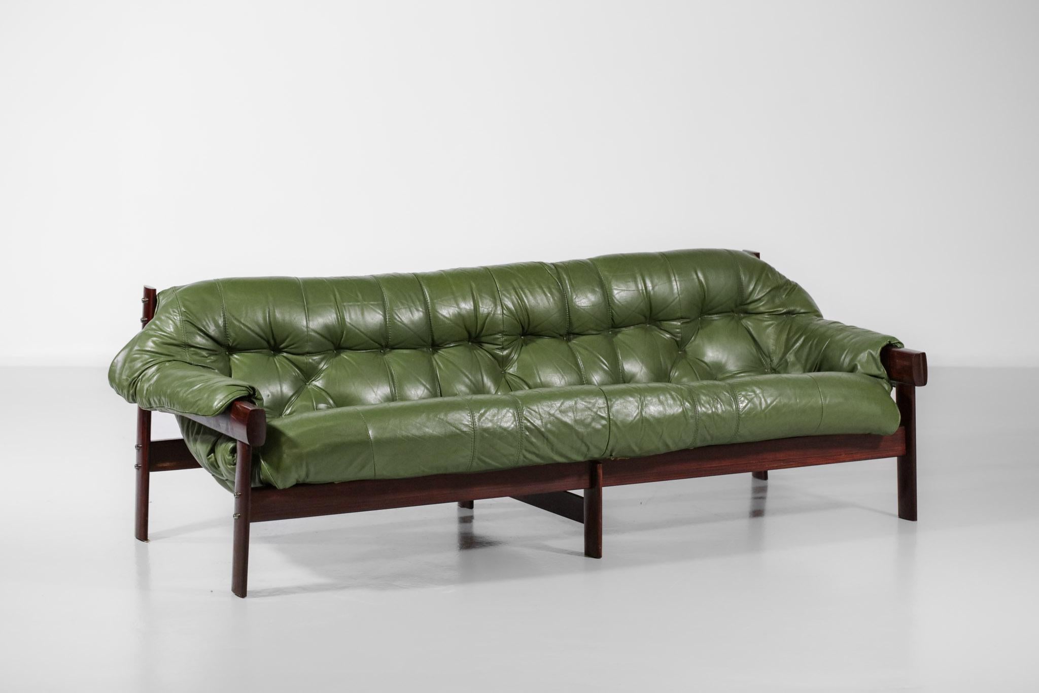 Three-Seater Sofa by Brazilian Designer Percival Lafer Design Leather 3