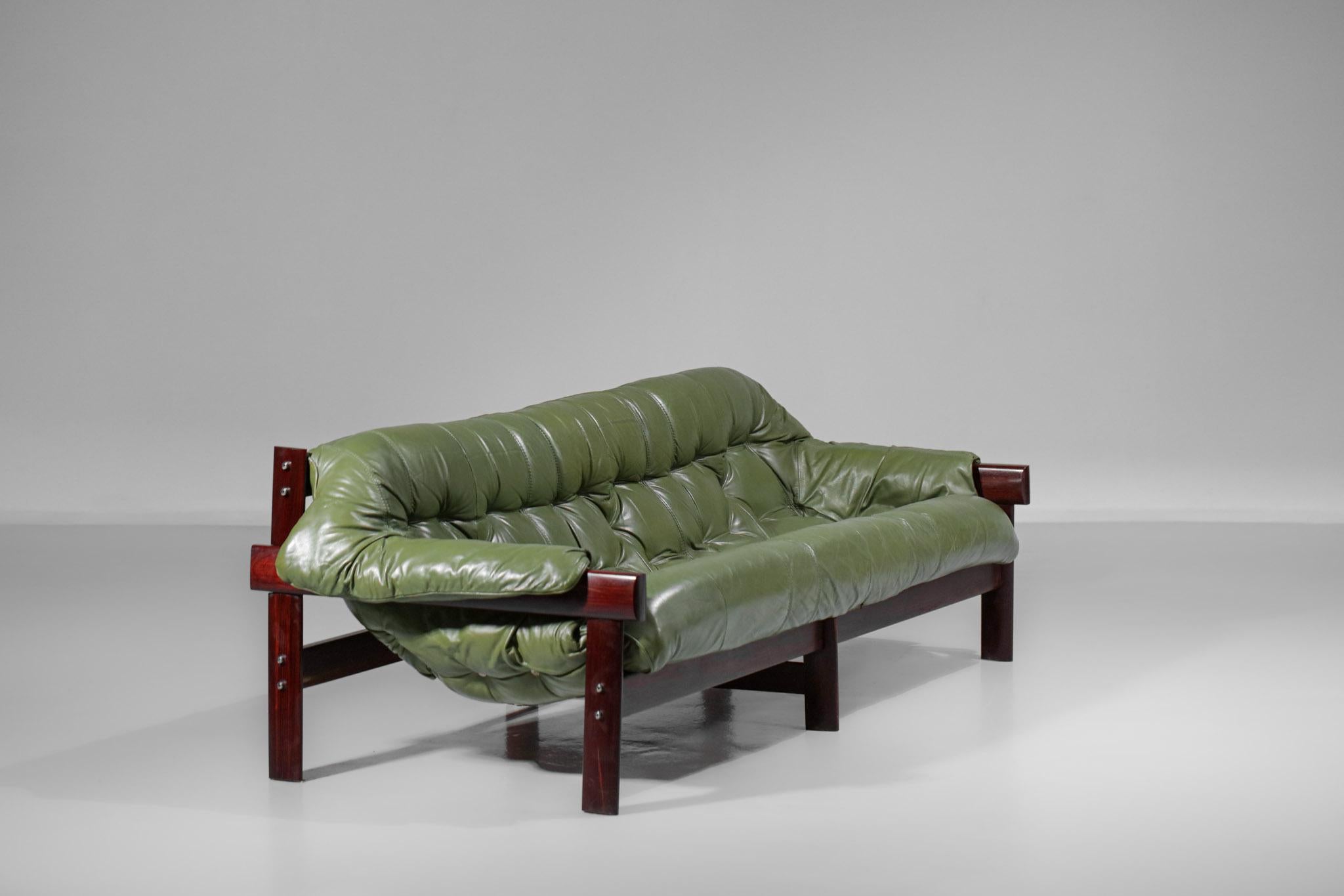 Three-Seater Sofa by Brazilian Designer Percival Lafer Design Leather 5