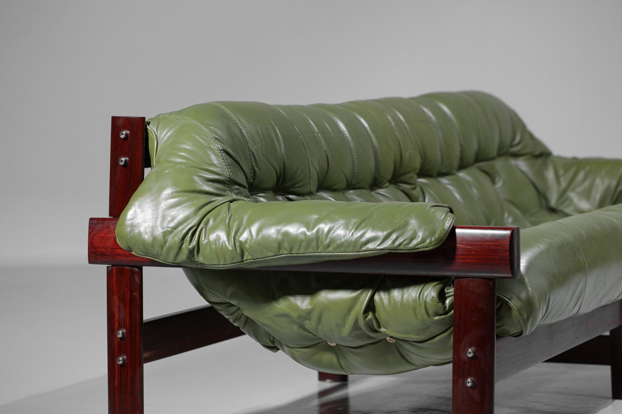 Three-Seater Sofa by Brazilian Designer Percival Lafer Design Leather 6