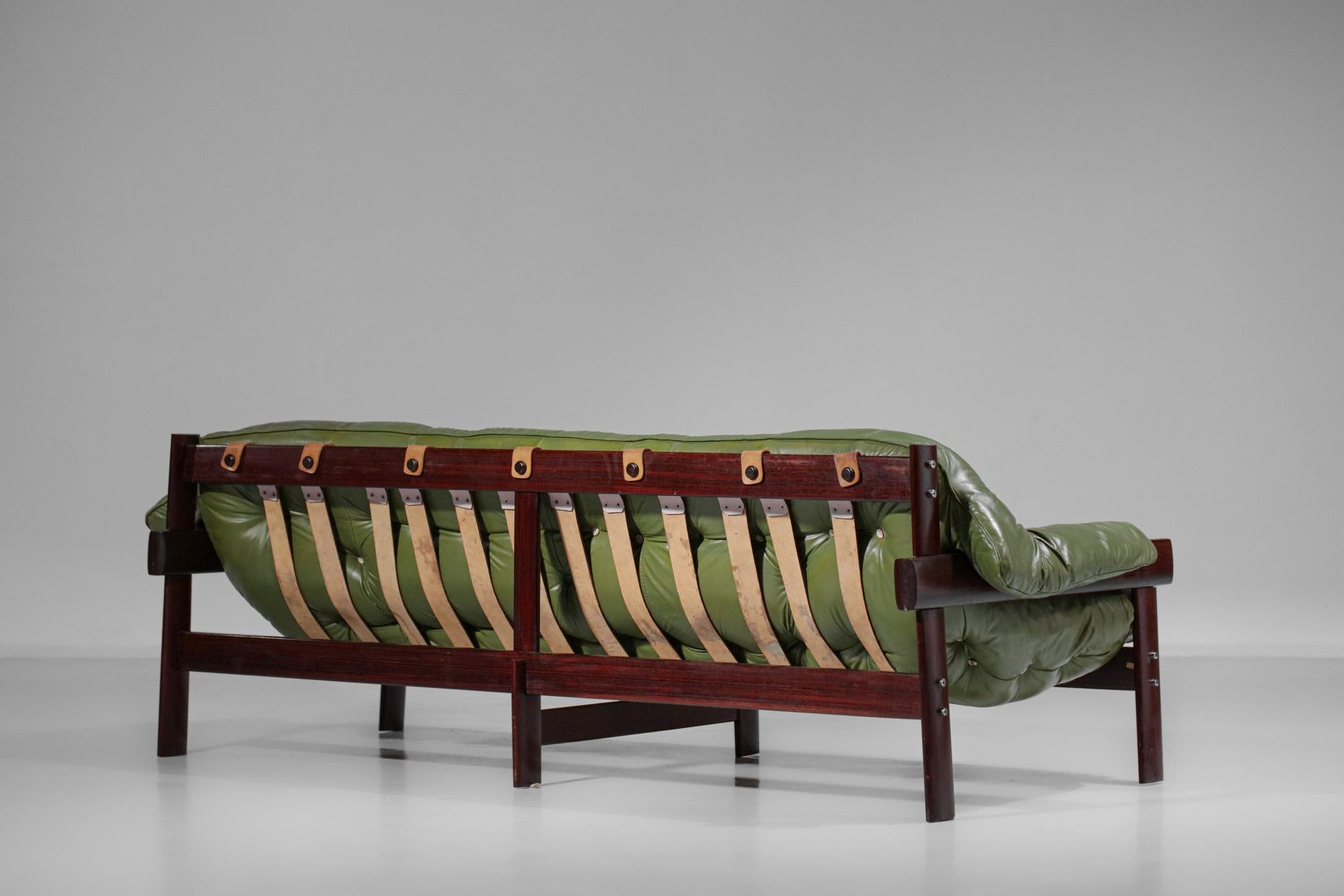 Three-Seater Sofa by Brazilian Designer Percival Lafer Design Leather 8