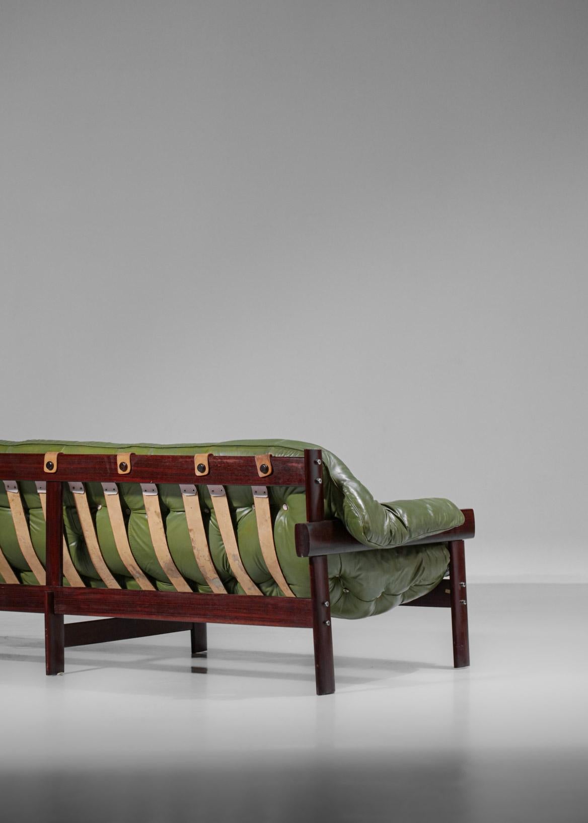 Three-Seater Sofa by Brazilian Designer Percival Lafer Design Leather 9