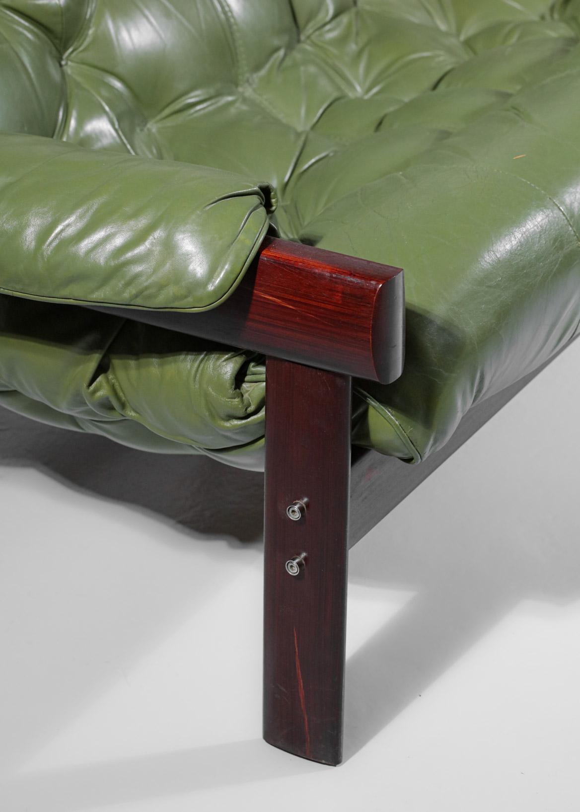 Three-Seater Sofa by Brazilian Designer Percival Lafer Design Leather In Good Condition In Lyon, FR