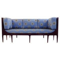 Vintage Three-Seater Sofa by Bruno de Caumont, Lacquered Wood and Fabric, 1990s