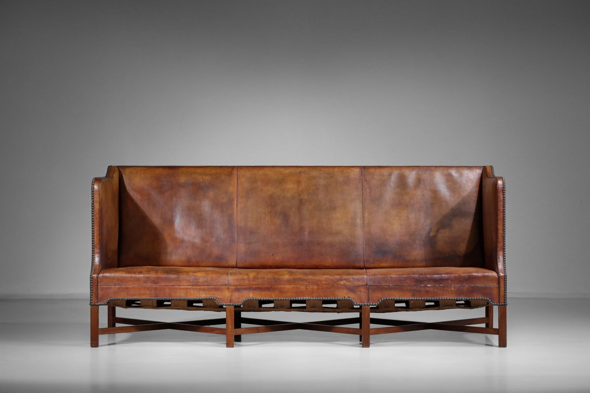 Early 20th Century Three Seat Sofa by Danish Designer Kaare Klint Model 4118 for Rud Rasmussen