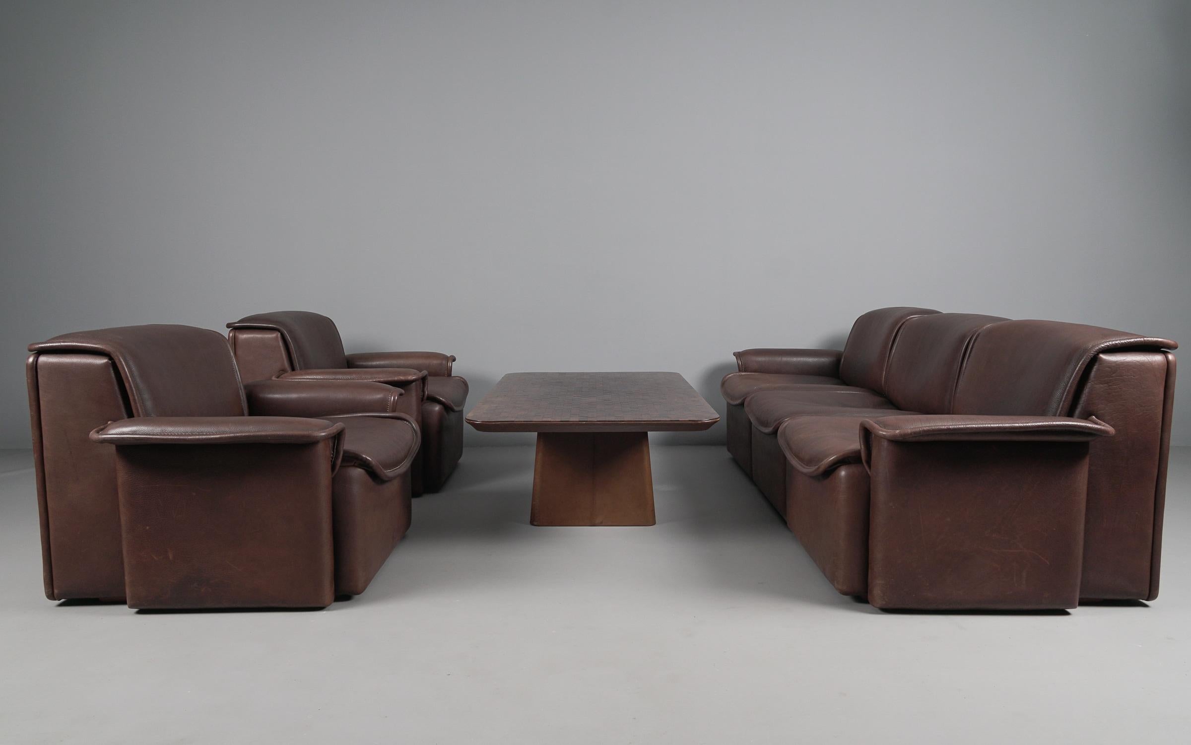 Three Seater Sofa by De Sede DS-12 in Brown Neck Leather, 1960s, Switzerland For Sale 8