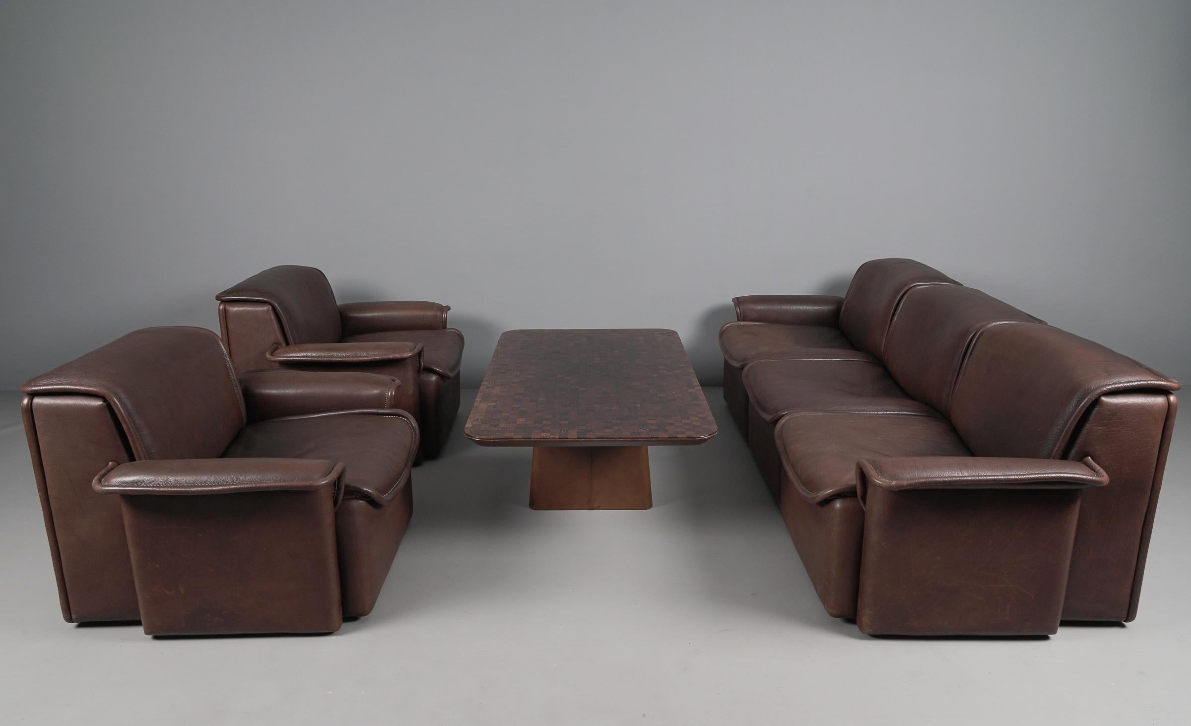 Canapé trois places de De Sede DS-12 en cuir Brown Neck, 1960s Suisse en vente 13