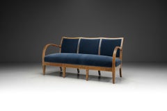 Three-Seater Sofa in Blue Mohair Upholstery by Jørgen Christensen, Denmark 1930s