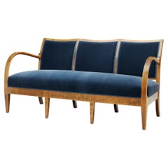 Three-Seater Sofa in Blue Mohair Upholstery by Jørgen Christensen, Denmark 1930s
