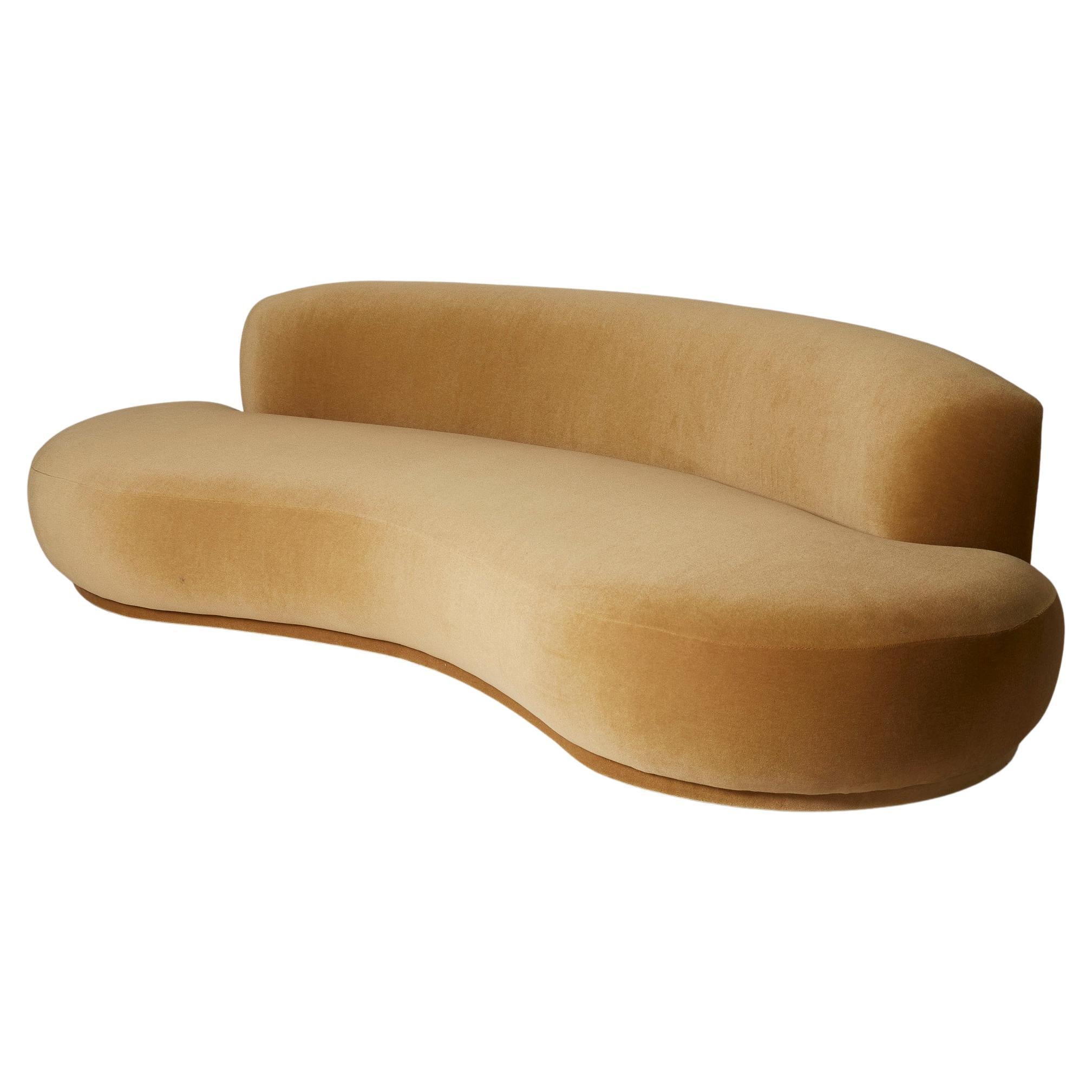 Three-seater sofa in mohair velvet.