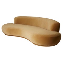 Three-seater sofa in mohair velvet.