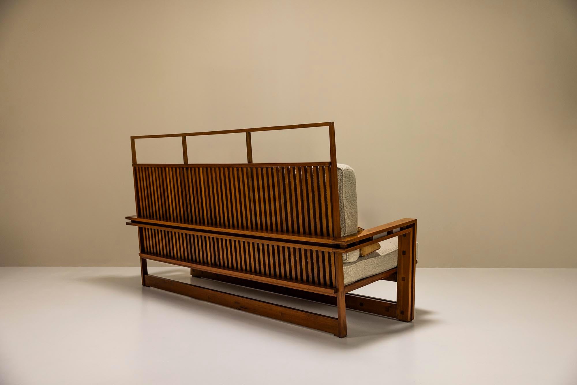 Dreisitzer-Sofa aus massiver Esche und Mansonia-Holz von Fausto Bontempi, Italien 1961 (Moderne der Mitte des Jahrhunderts) im Angebot