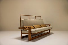 Vintage Three Seater Sofa In Solid Ash And Mansonia Wood By Fausto Bontempi, Italy 1961