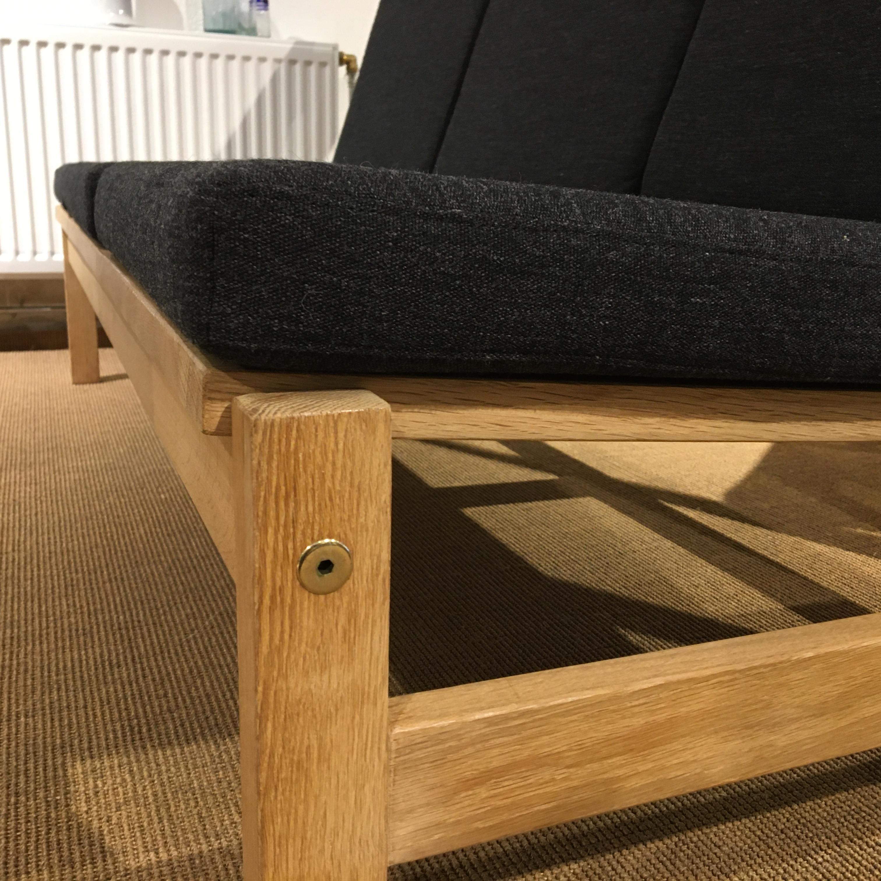 Wool Three-Seat Sofa in Solid Oak Model 2363, Designed by Børge Mogensen