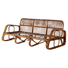 Three-Seater Sofa in Wicker and Steam-Bent Rattan, Italy, 1960s