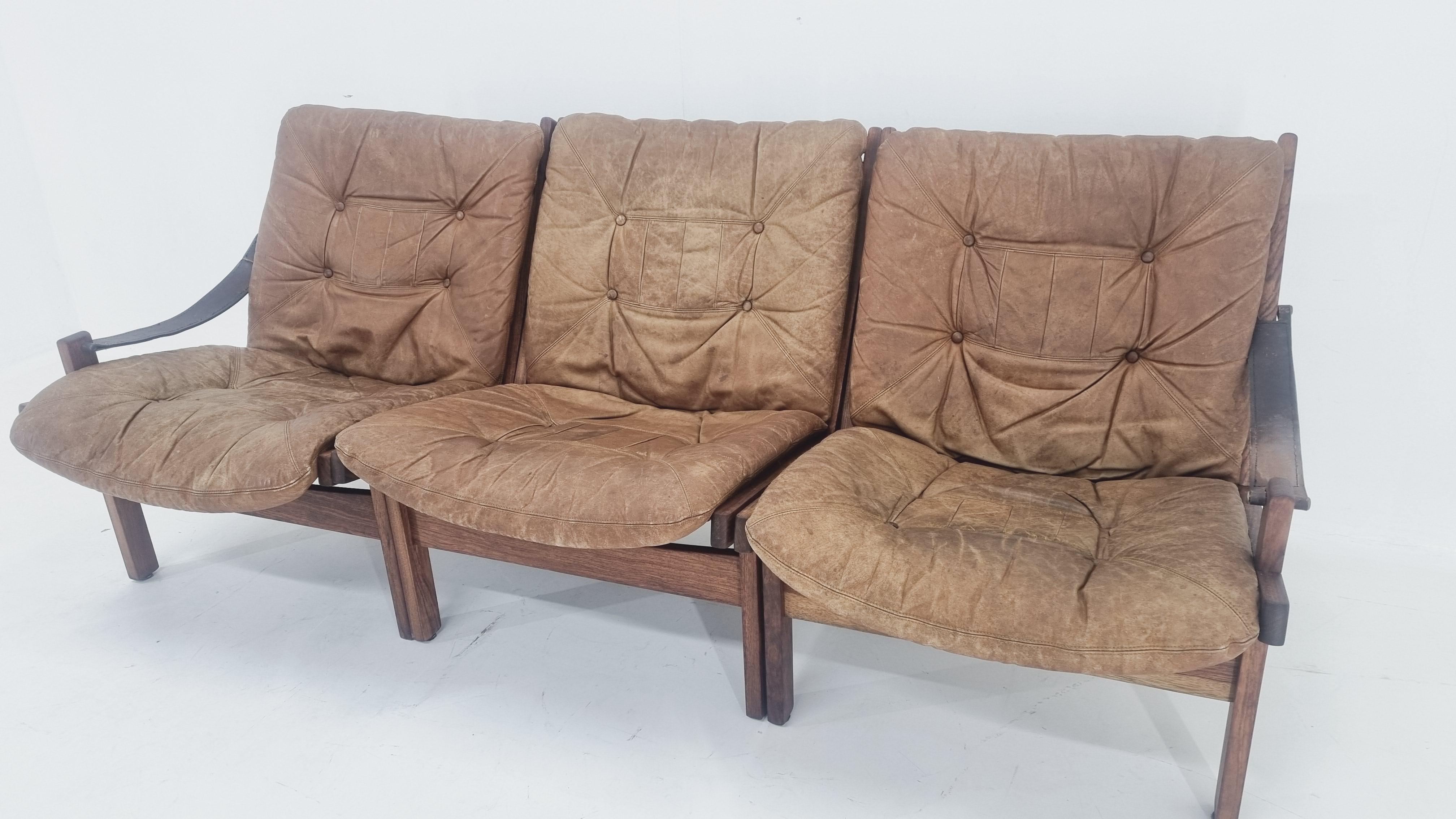 Norwegian Three-Seater Sofa Set Hunter by Torbjørn Afdal for Bruksbo Norway, 1960s For Sale