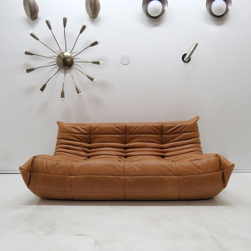 Stunning cognac colored aniline leather 3-seater from the 
