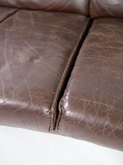 3. Sofá de 3 plazas de cuero marrón patinado de Arne Norell de los años 70