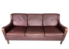 3. Seater Sofa Made In Red Brown Leather By Stouby Furniture From 1960s
