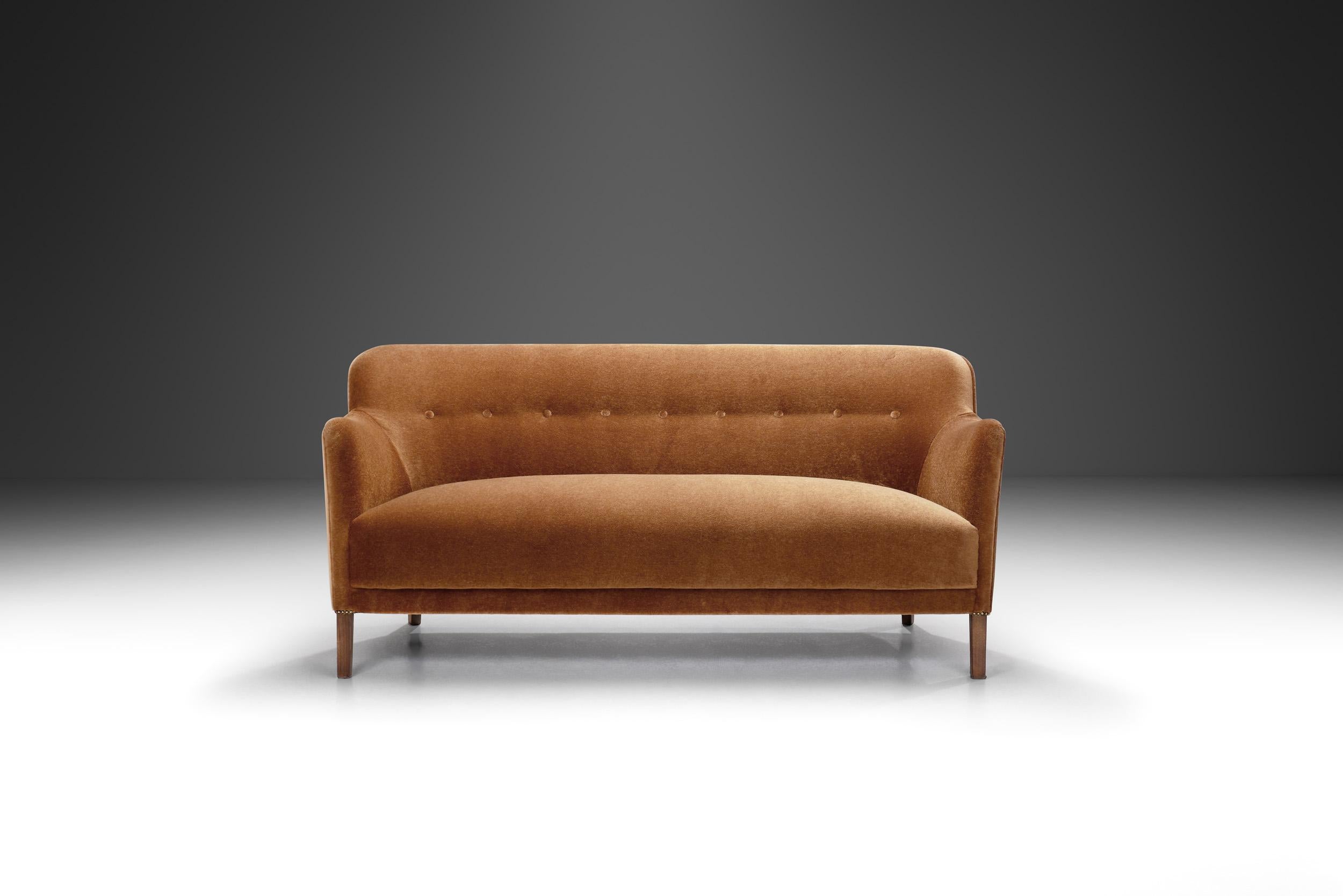 Mid-Century Modern Three Seater Sofa with Stained Beech Legs, Denmark 20th Century For Sale
