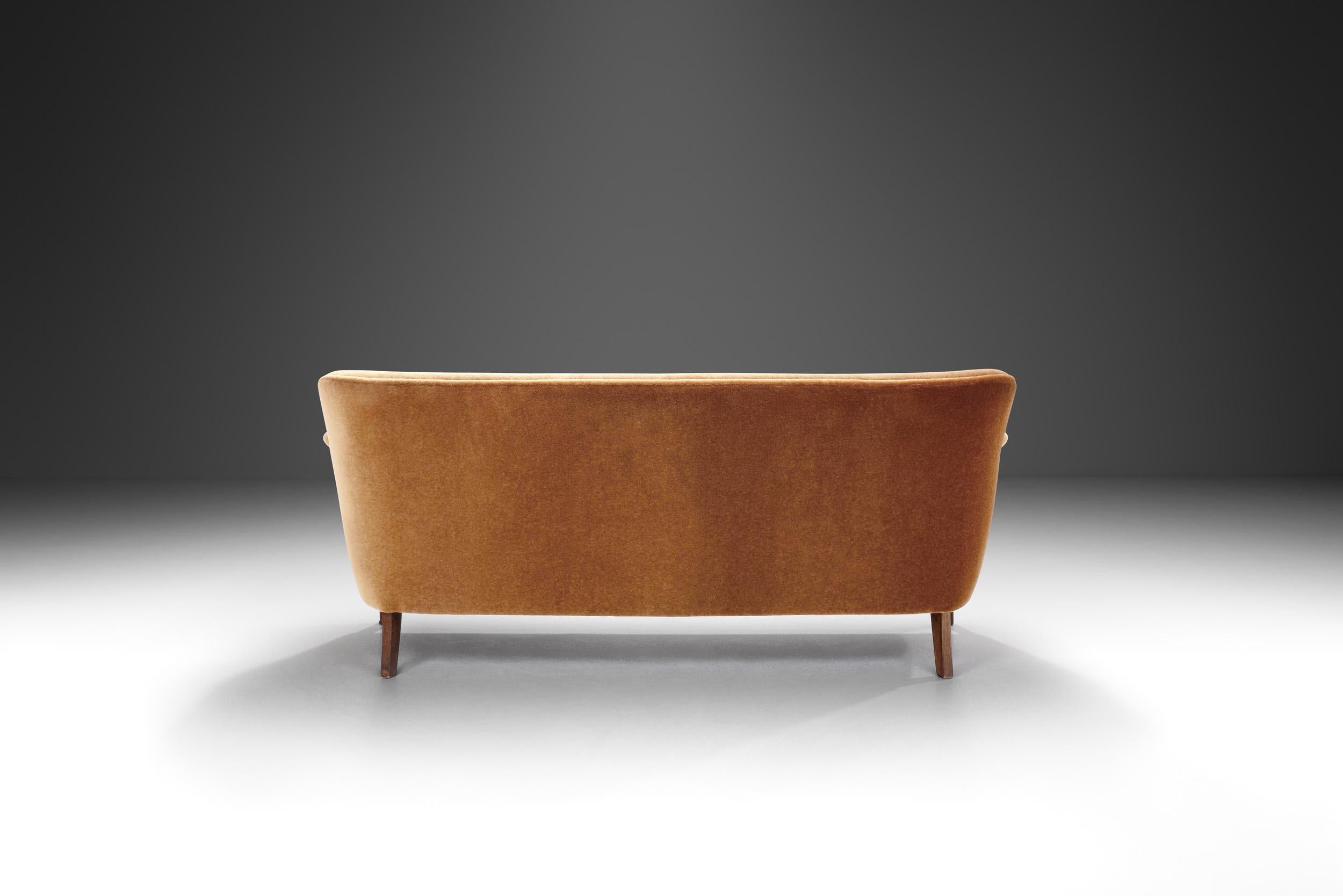 Danish Three Seater Sofa with Stained Beech Legs, Denmark 20th Century