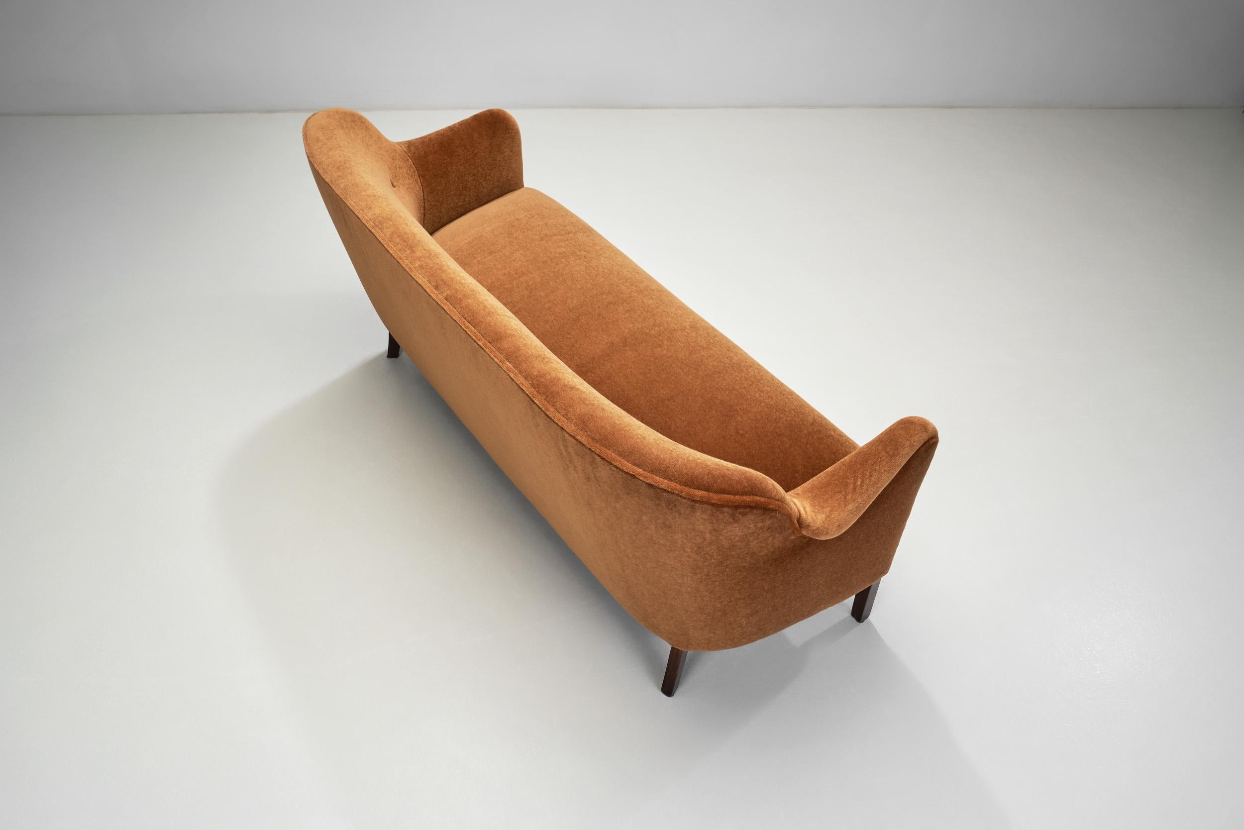 Three Seater Sofa with Stained Beech Legs, Denmark 20th Century For Sale 1