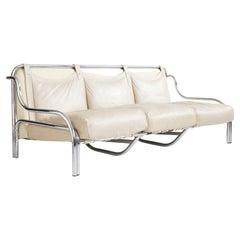 Three seater "Stringa" leather sofa by Gae Aulenti for Poltronova Italy 1962