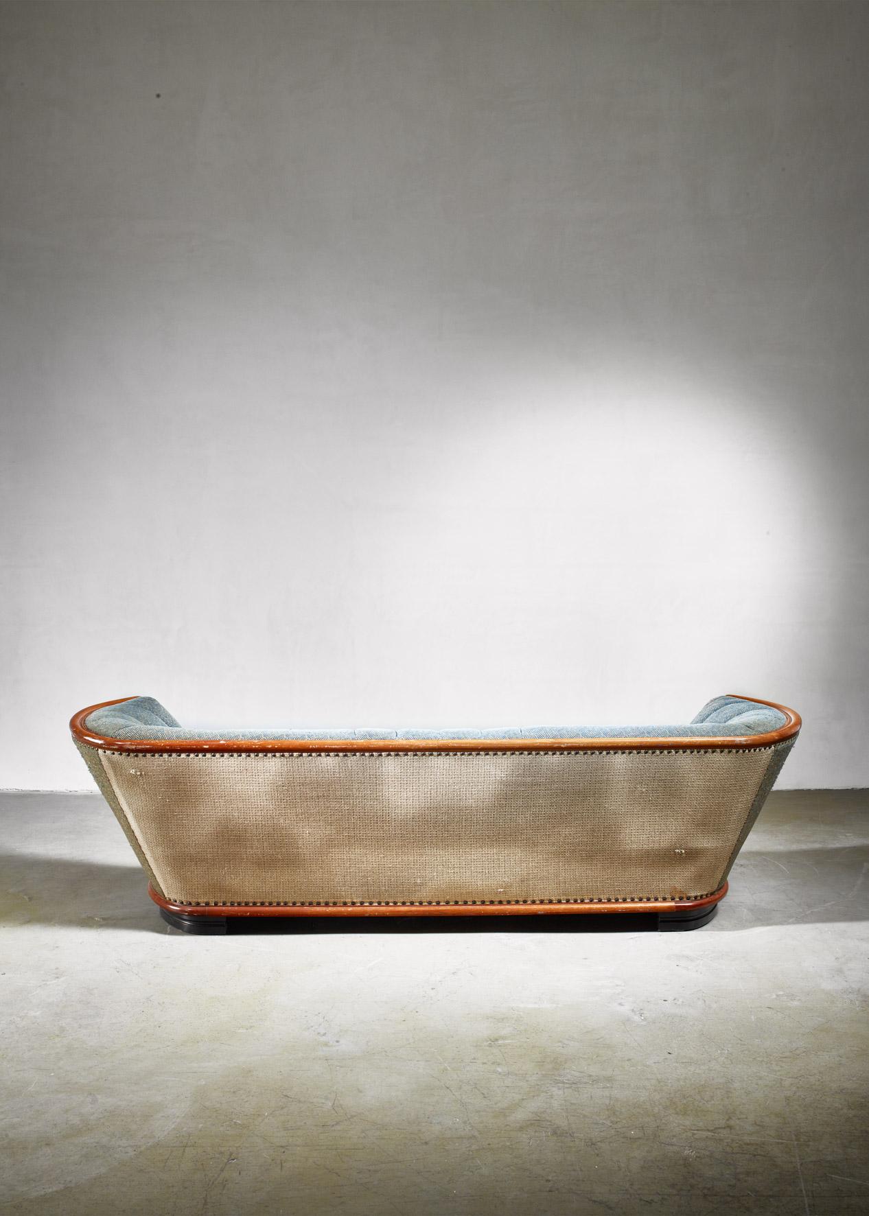 Art Deco Three-Seat Tub Shaped Sofa, Denmark, 1940s For Sale
