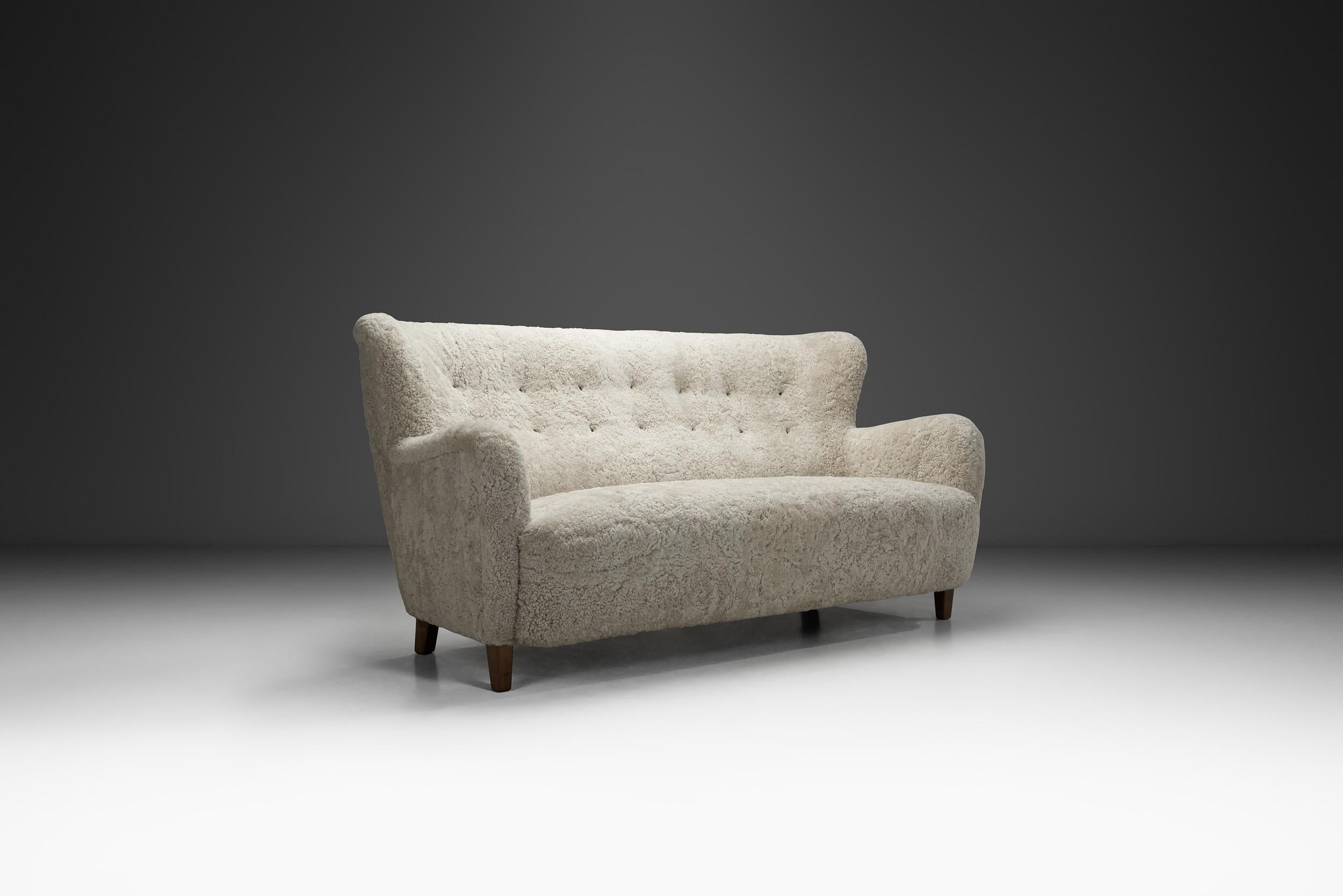 Danish Three-Seater Upholstered Sofa, Denmark ca 1950s For Sale