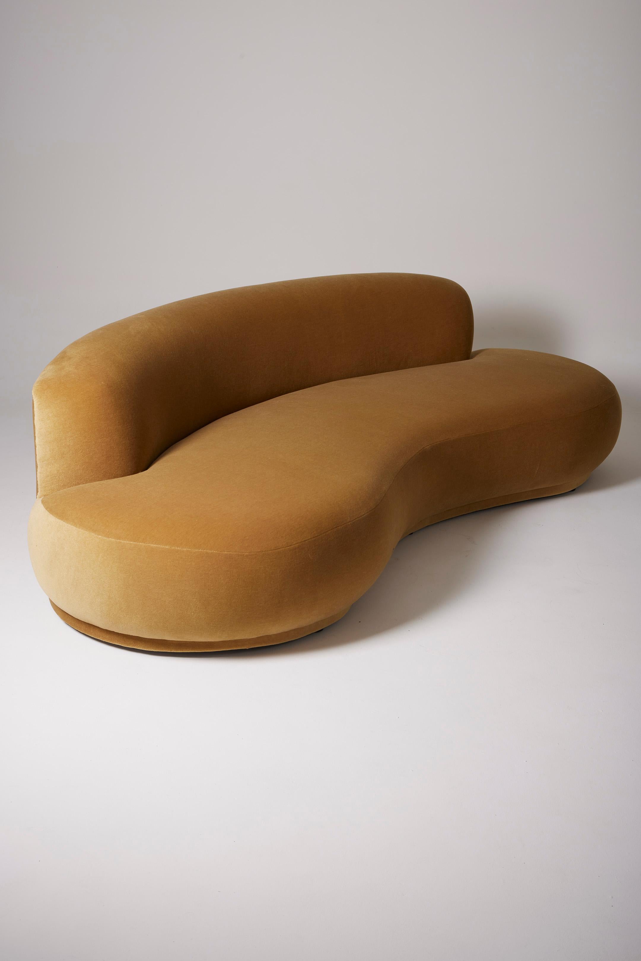 Three-seater mohair velvet sofa For Sale 9