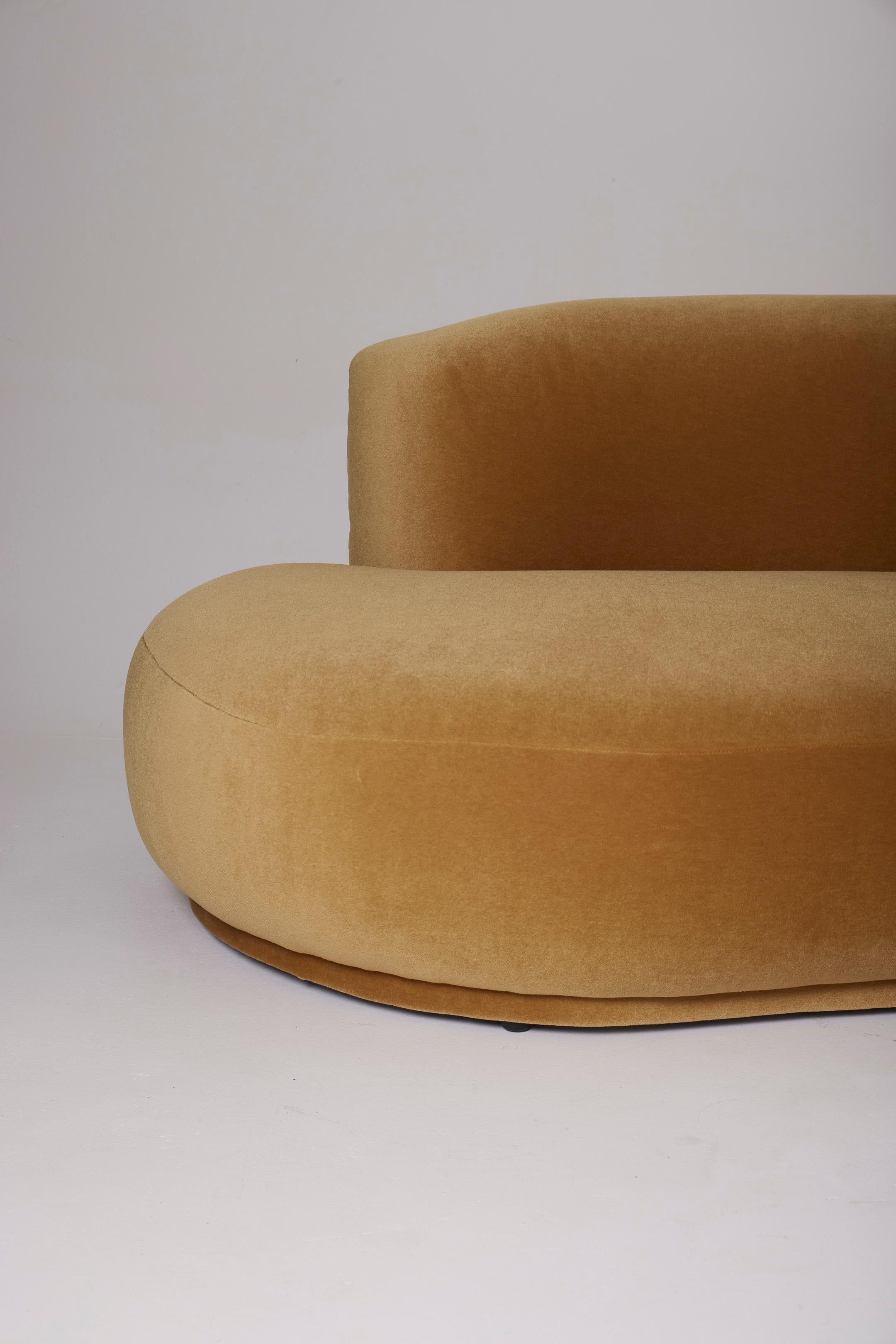 Three-seater mohair velvet sofa For Sale 11