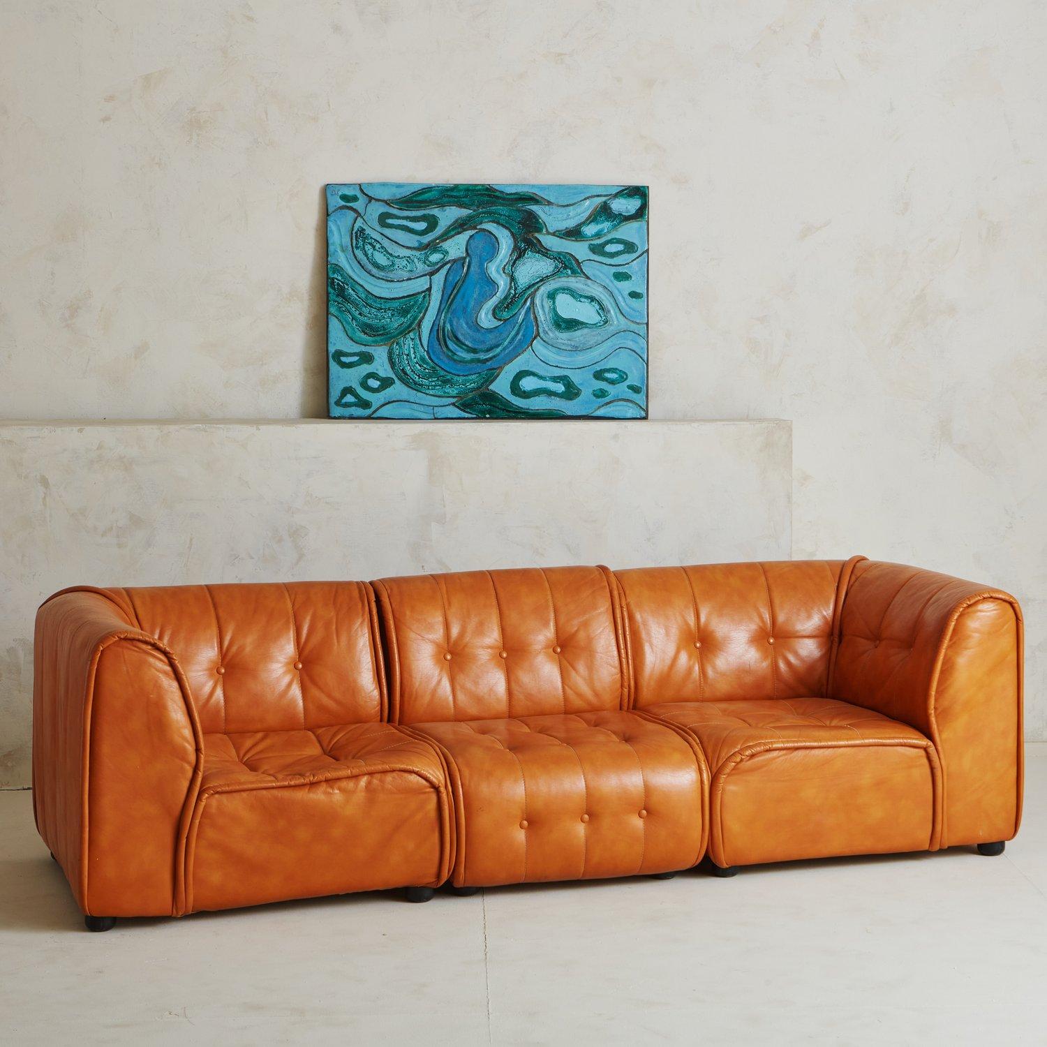 camel leather sectional