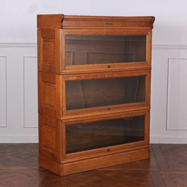ThreeSection Oak Lawyers Bookcase at 1stDibs
