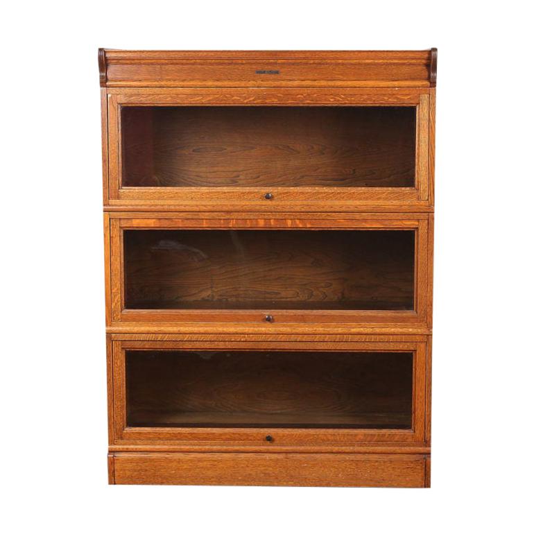 Three-Section Oak Lawyers Bookcase